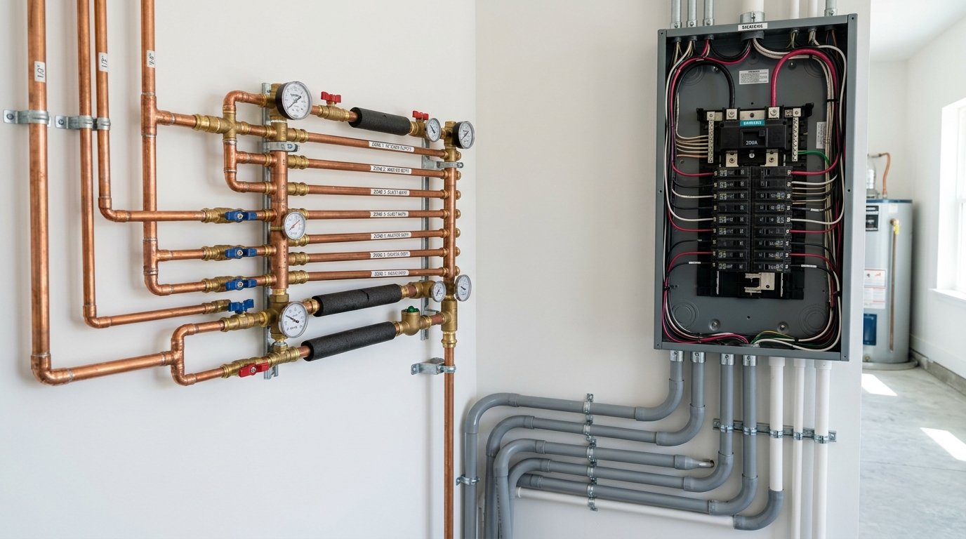 Organized plumbing manifolds and pressure valves